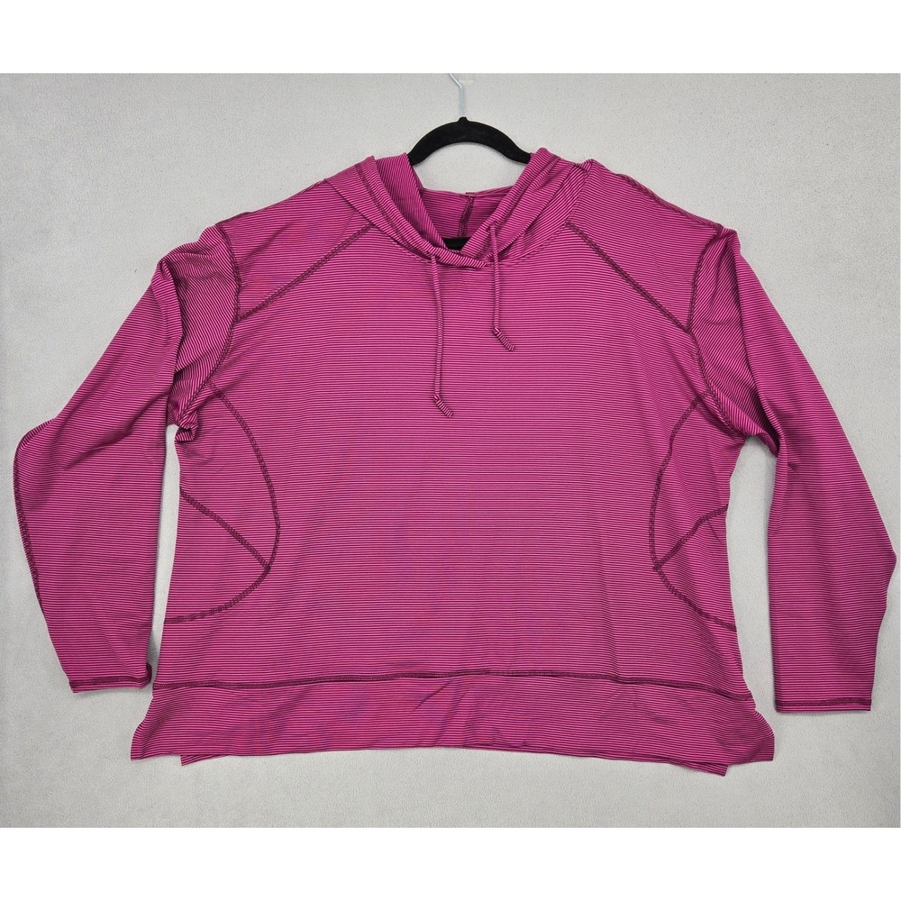 MTA Sport Womens 3X Hoodie Pink Striped Activewear Athleisure Gorpcore Top